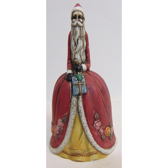 Santa Claus Bell Old World Jolly Christmas Showcase Porcelain Box Vintage Gift - Picture 2 of 14